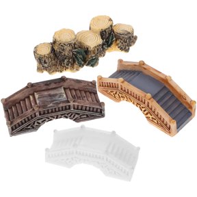 ROSENICE 4Pcs Mini Plastic Bridge for Mini House Garden and Mini Scene 1.97X1.10X0.75In
