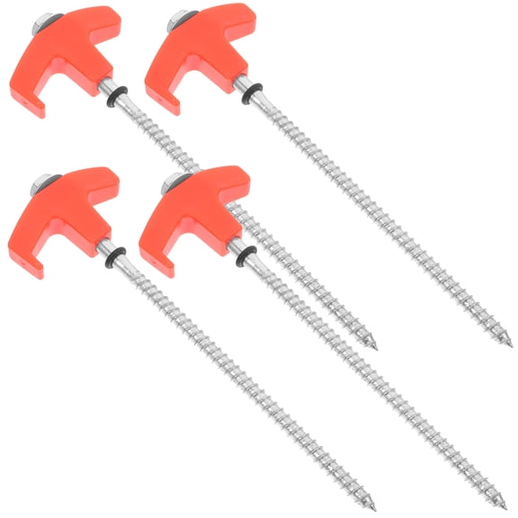 ROSENICE 4Pcs Orange Galvanized Steel Tent Pegs for Ground Fixing and Wind Protection Camping Gear 11.8*2.4*0.6in