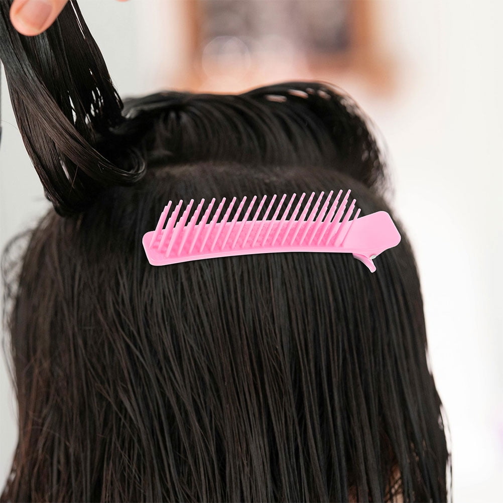 ROSENICE 4Pcs Pink Plastic Hair Partition Clips 5.6X1.2X0.9In For ...