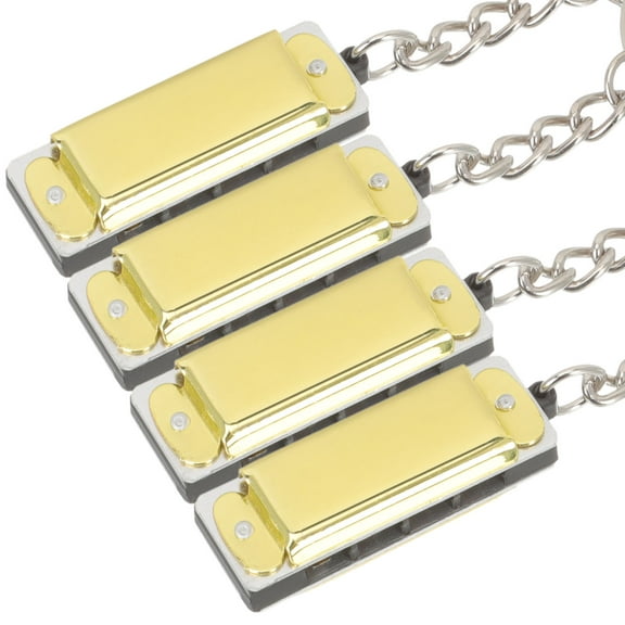 ROSENICE 4Pcs Tiny Musical Instrument Harmonica Keychains for Men and Women