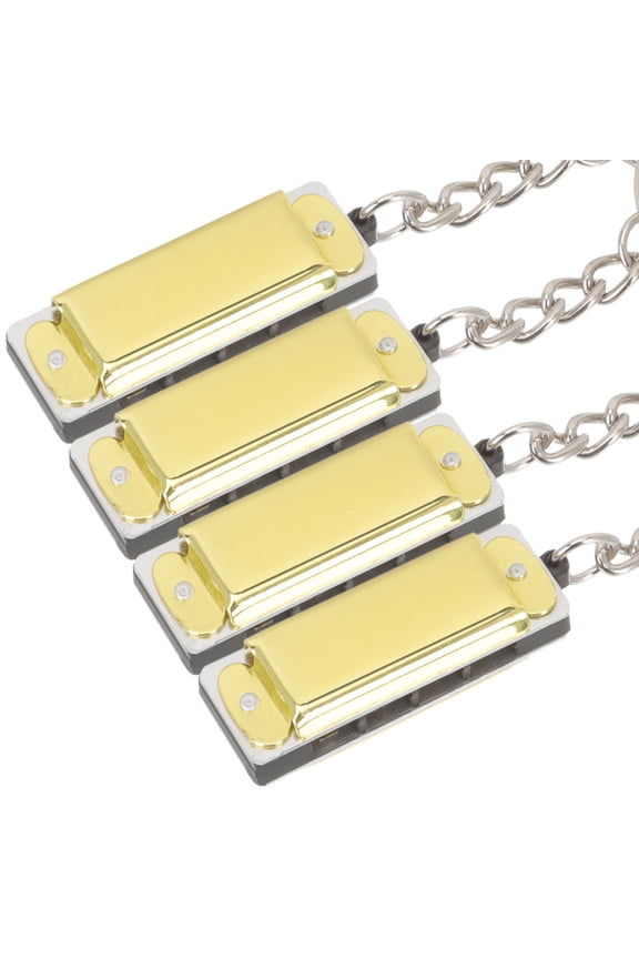 4Pcs Tiny Musical Instrument Harmonica Keychains for Men and Women