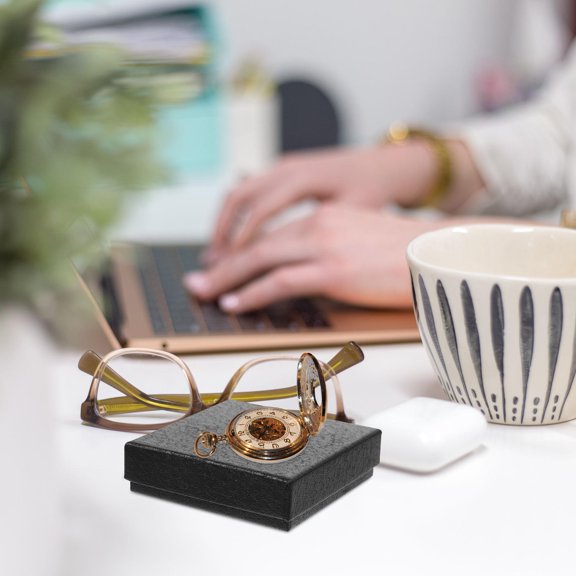 ROSENICE 4pcs Pocket Watch Case Paperboard Pocket Watch Organizer Storage Box - Size L