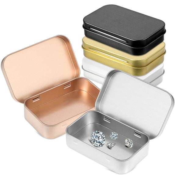 ROSENICE 5 Pcs Decorative Small Lidded Tins with Lids Containers Iron Metal