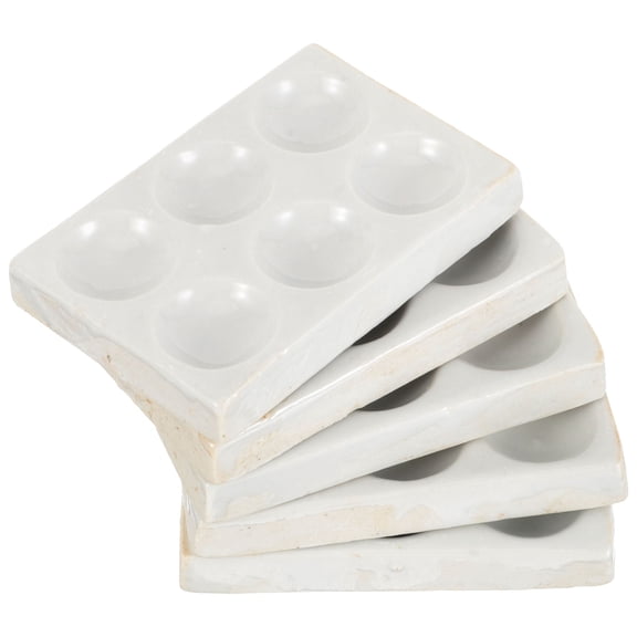 ROSENICE White Ceramic Reaction Plate for Laboratory Use and Practical 6 Holes