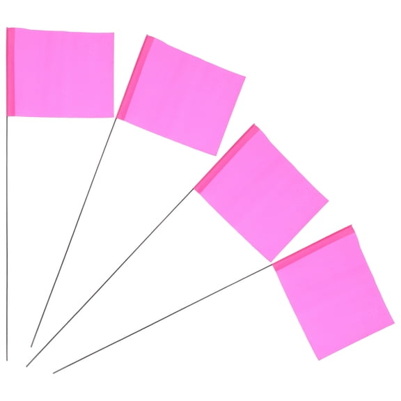 ROSENICE 50Pcs Pink Yard Marker Flags for Lawn Visibility and Outdoor Use