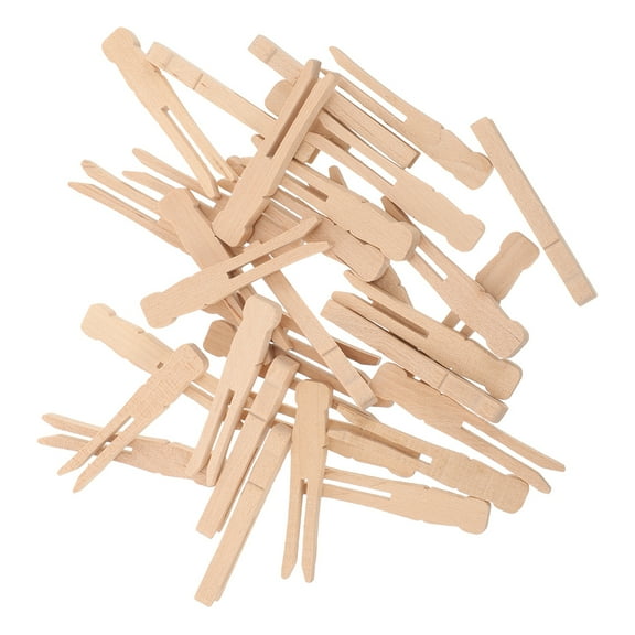 ROSENICE 50Pcs Wooden Clothespins Vintage Design for Laundry Drying Clipping Clothes Secure Grip Beige Round