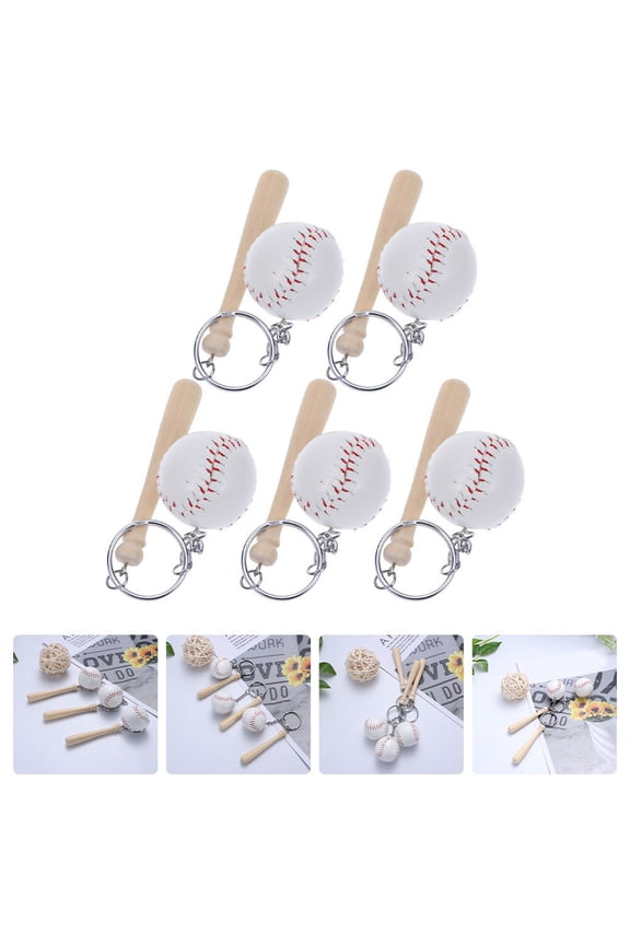 5Pcs Baseball Key Chain Fan Keychains Beige 2.95X1.38X1.38in