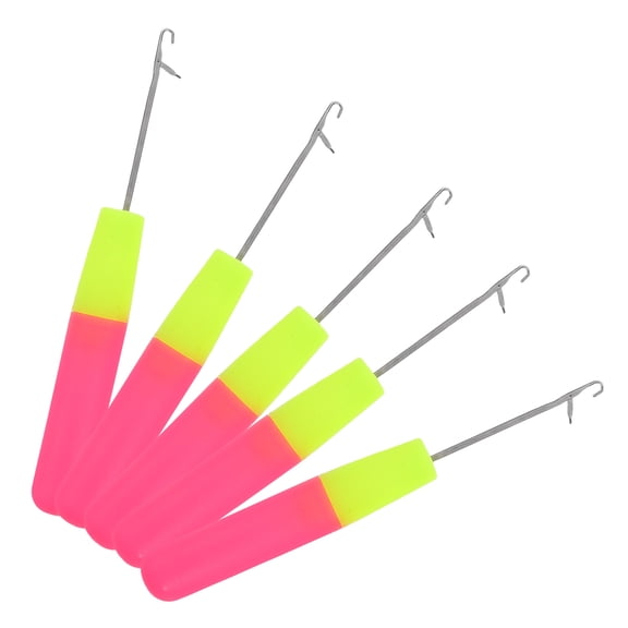 ROSENICE 5Pcs Latch Hook Crochet Needle for Braiding Hair for Kids Pink Green Multi Color Hook Shape