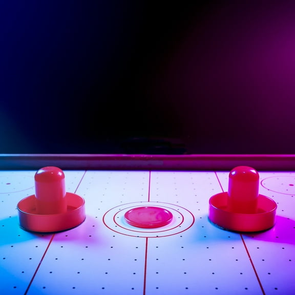 ROSENICE 5Pcs Round Plastic Air Hockey for Game Room Activities in Red Green Black 1.5x2.5in