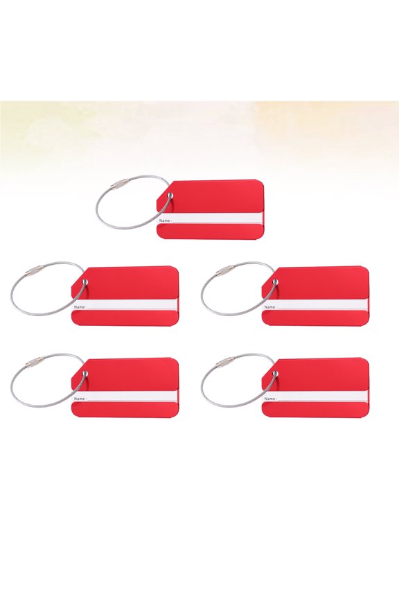 5Set Rectangular Stainless Steel Luggage Tags for Handbag Airplane Travel Identification