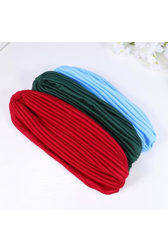 5Set Women's Braided Turban Hats Assorted Color Chemo Caps Comfortable for Scalps