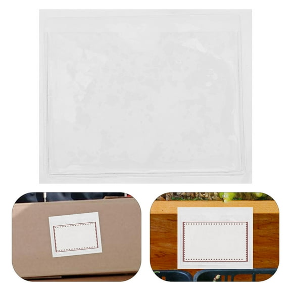 ROSENICE 6Pcs Card Pocket Protector Clear Plastic Adhesive for Index Cards 3.93X3.14X0.04in