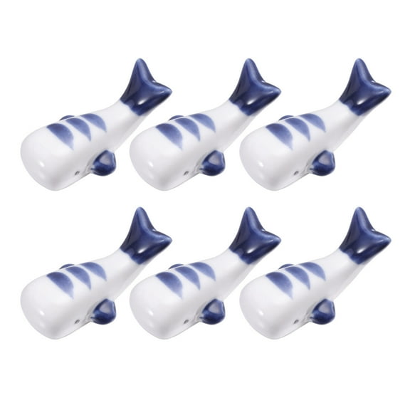 ROSENICE Ceramic Chopsticks Rest Whale Shape 6Pcs 2In Decor