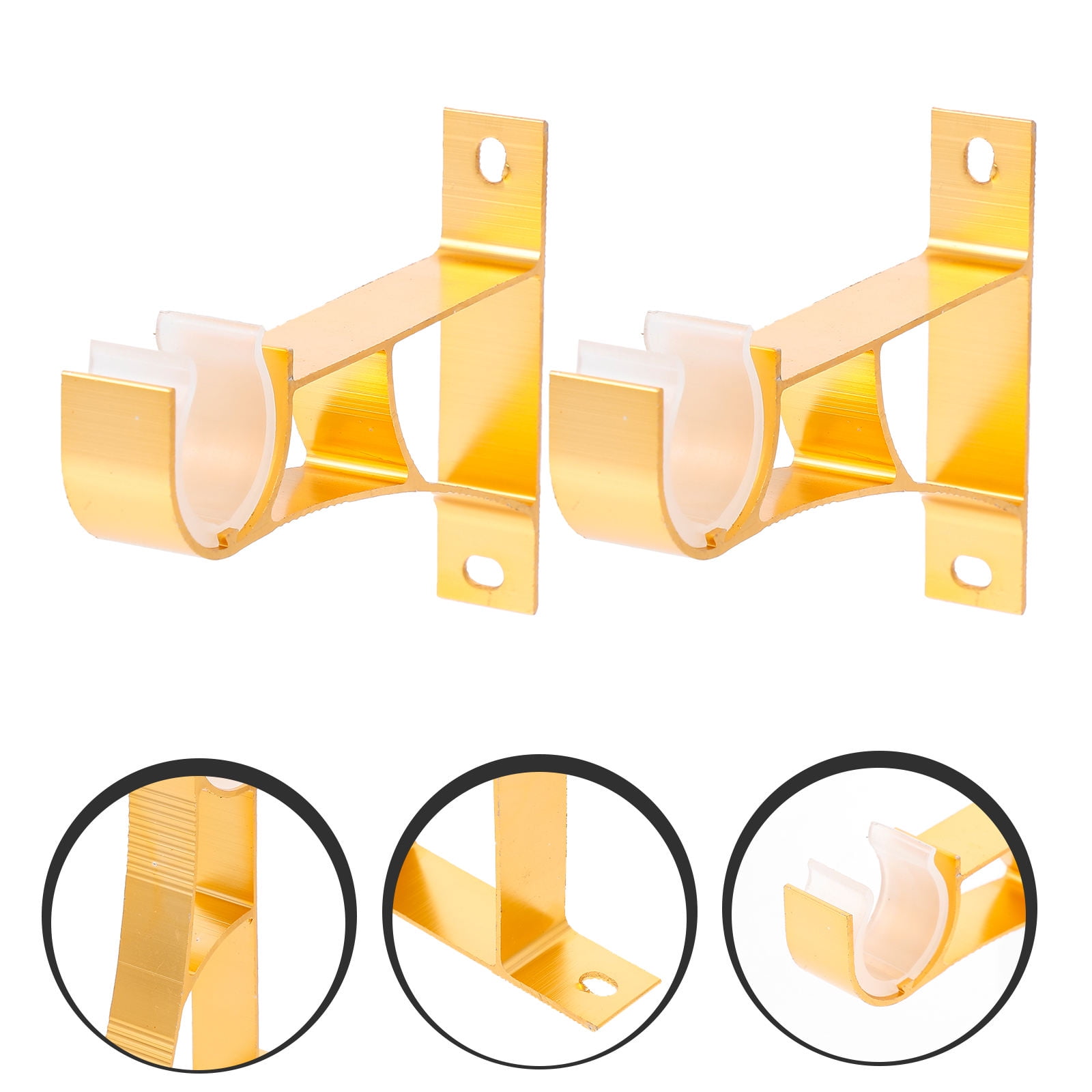 ROSENICE 6Pcs Heavy Duty Golden Metal Curtain Rod Brackets for Living ...
