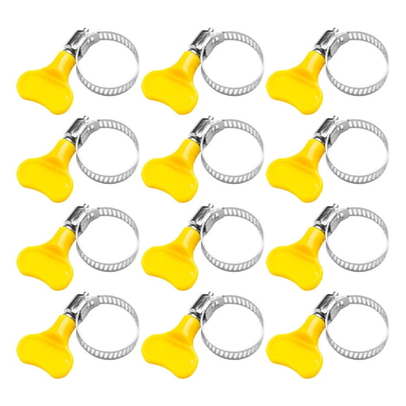 ROSENICE Adjustable Hose Clamps 12Pcs Yellow Plastic Anti-Resistance Clamp for Water and Gas Pipes Home Use