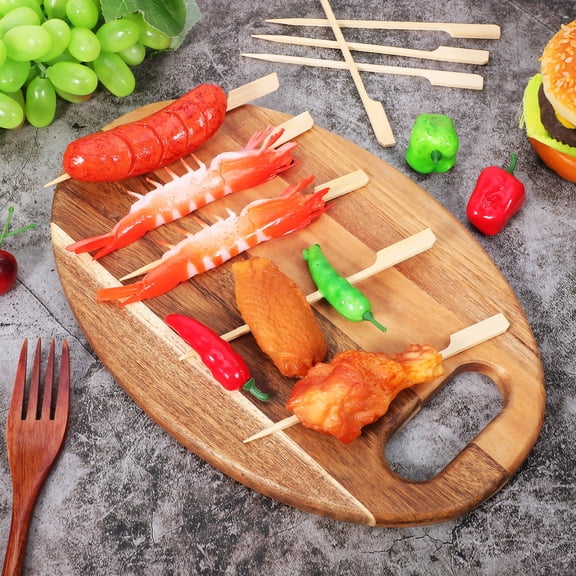 ROSENICE Bamboo Paddle Skewers for Outdoor Barbecues 200Pcs High Temperature Resistance 5.9In