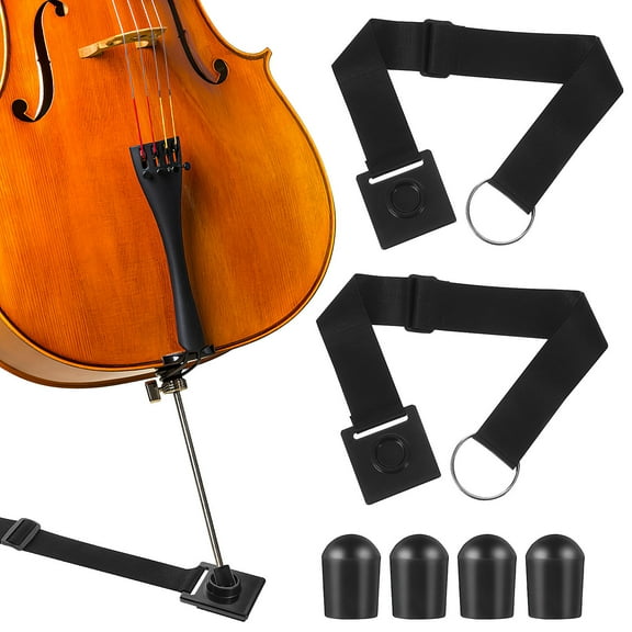 ROSENICE Bass Endpin Rubber Pad 6Pcs Set With 2 Polyester Straps And 4 Rubber Tips For Cello