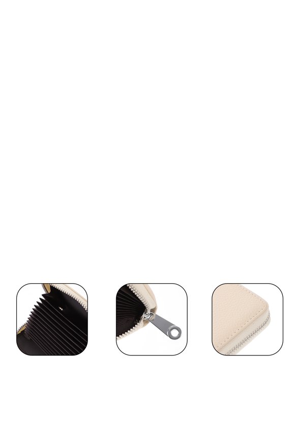 Beige Cowhide Credit Card Holder with Quick Access for Women 1Pack