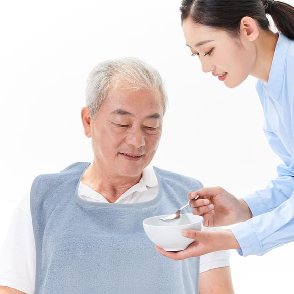 ROSENICE Bibs for Seniors 1Pack Sky-Blue Polyester Reversible Waterproof Oilproof for Dining