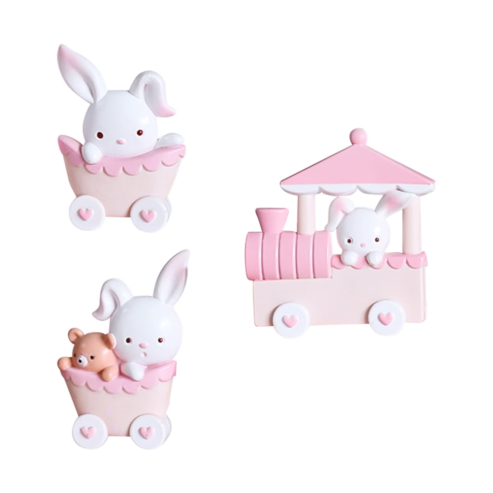 ROSENICE Bunny Train Cake Topper 1Set Rabbit Ornaments Mini Train Toy For Children S Birthday Party 2 55X2 16X0 59In