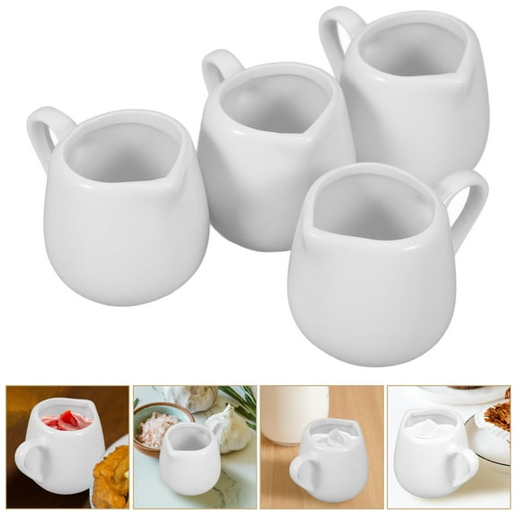 ROSENICE Ceramic Sauce Jugs with Handle for Home Creative Design 4 Pcs Mini Size