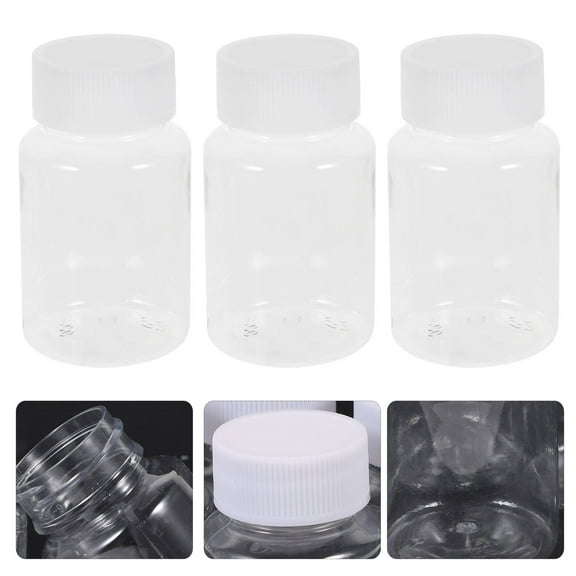 ROSENICE Clear Plastic Storage Bottles with Screw Lids for Vitamins Pills and Liquids 80ml PET White