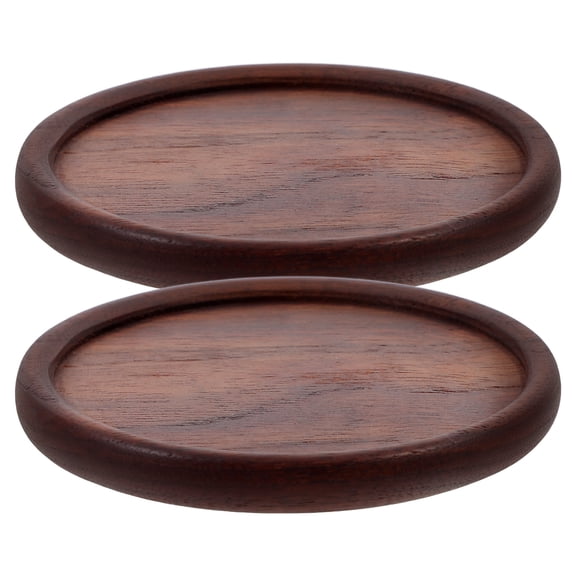 ROSENICE Cup Coasters Round Walnut Wood Heat Insulated 2Pcs for Home Use