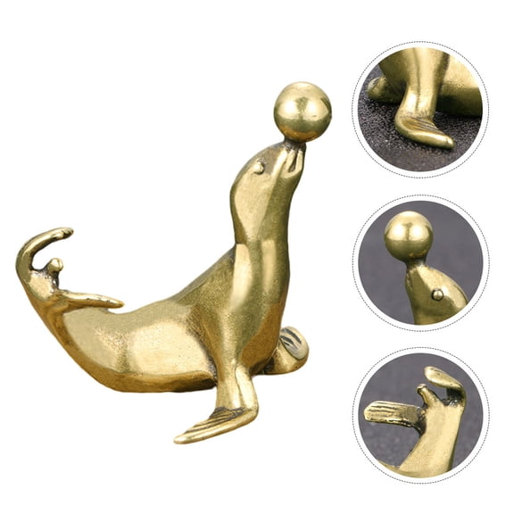 ROSENICE Cute Lion Decor Tabletop Brass Animal Figurine Good Fortune Symbol 1Set