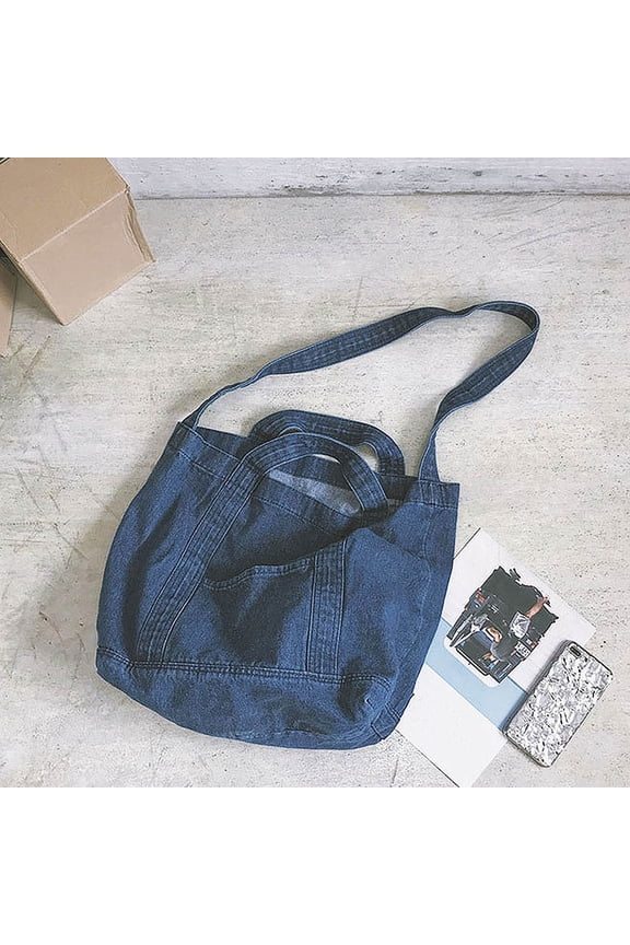 Denim Fabric Handle Bag Retro Crossbody Bag Large Capacity Bag Shoulder Bag