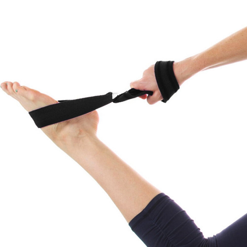 ROSENICE Elastic Yoga Stretching Strap 1Pcs 19.7 x 1.5 x 0.1in Black Cotton Flat Shape For Men Women