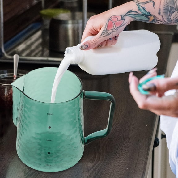 ROSENICE  Espresso Steaming Pitcher Glass Green Leakproof Pot