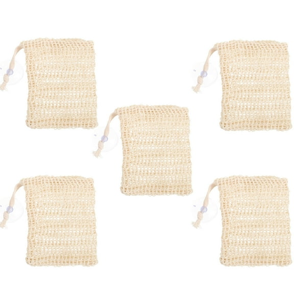 ROSENICE Foaming Soap Pouch Cotton Khaki 5Pcs for Facial Soap