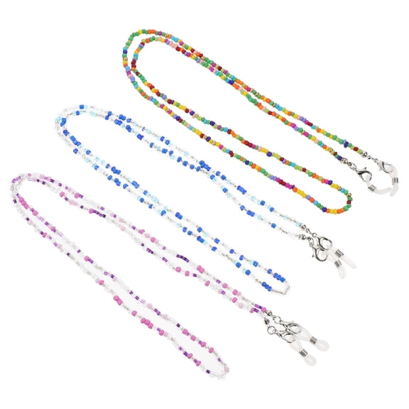 ROSENICE Eyeglass Strap Chain 3Pcs Women Spectacle Chains Glass Beads Necklace For Daily Use 11.8In