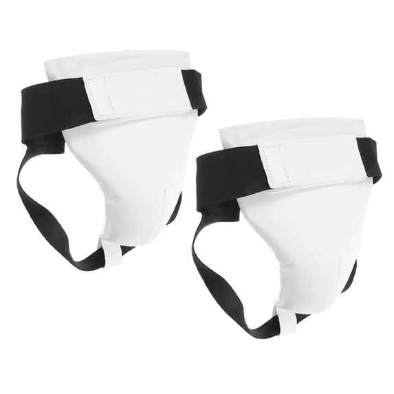 ROSENICE Groin Protectors Crotch Guard 2Pcs 9.04X6.68X0.39In White Pu Abs Engineering Plastic Sponge Boxing Training