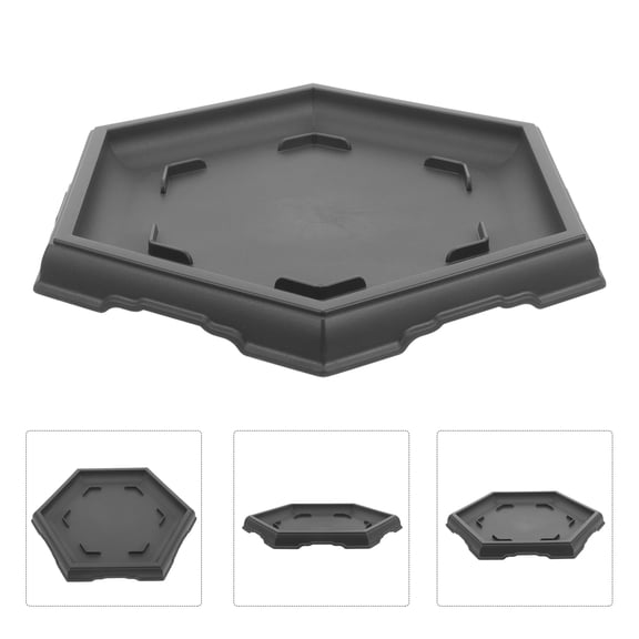 ROSENICE Hexagonal Drip Tray 2Pcs Black Anti-wear Material Flowerpot Saucers Prevent Water Leakage 10.14X8.72X0.94in