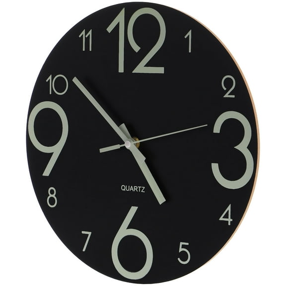 ROSENICE Illuminated Bedroom Wall Clock Luminous Wood for Home Users 1Pcs