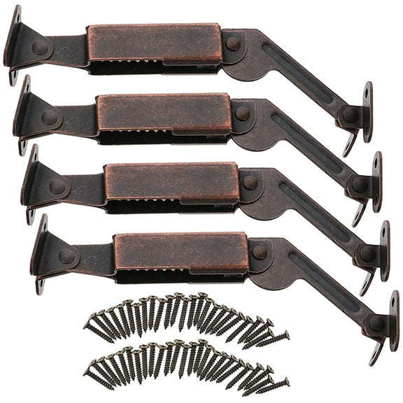 ROSENICE Iron Lid Support Hinges 4Pcs Antique Bronze Curved Arm for Box Luggage Furniture Chest Hinges
