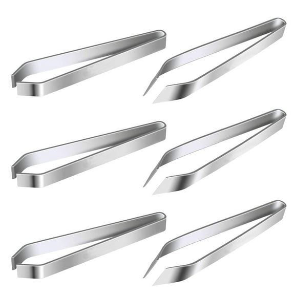 ROSENICE Kitchen Pliers 6Pack Stainless Steel Fish Bone Removal Silver 12x1x2.3cm For Household Use