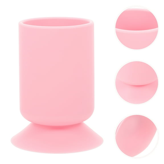 ROSENICE Makeup Brush Drying Stand 1Set Cylindrical Pink Silicone Organizer For Professionals And Students Desk Use