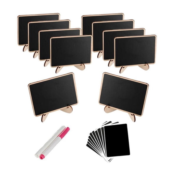 ROSENICE Mini Chalkboards with Support Wood Message Board Signs Dinner Party Table Decoration Blackboard (10pcs Blackboard and 10pcs Film and 2 Liquid Pen)