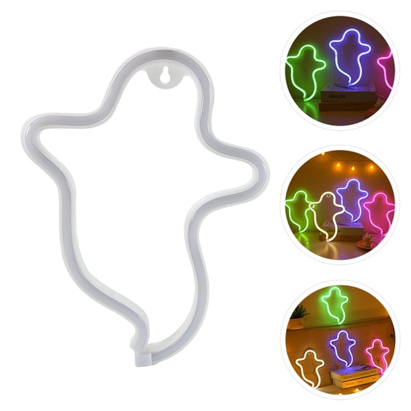 ROSENICE Neon LED Sign  Theme Lighting Ghost Shaped Blue for Holidays 1Set