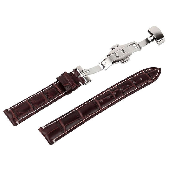 ROSENICE PU Watch Band 20mm Width 3mm Thickness Brown 1Pack for Diving