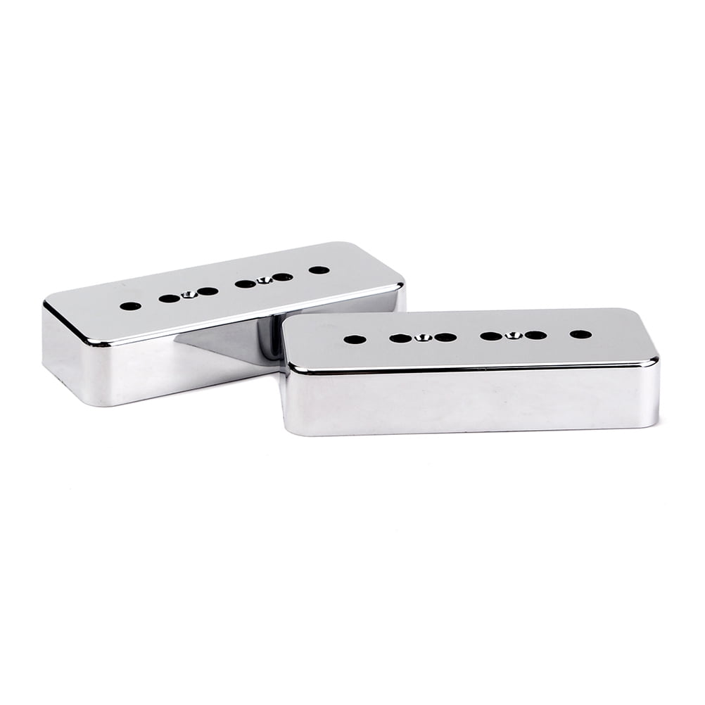 BESTonZON Unpolished Nickel P90 Soapbar Pickup Covers - 50mm Pole Spacing, Set For Neck & Bridge (Silver)