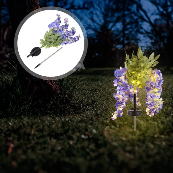 ROSENICE Purple Solar Garden Lights with Simulated Wisteria Design for Home Use Made of Copper and Silk Cloth 40 LED