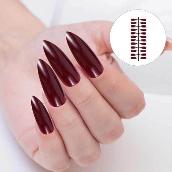 ROSENICE Red Pointed Shape Long False Nails 72Pcs for Women Nail Decorations Holiday Events