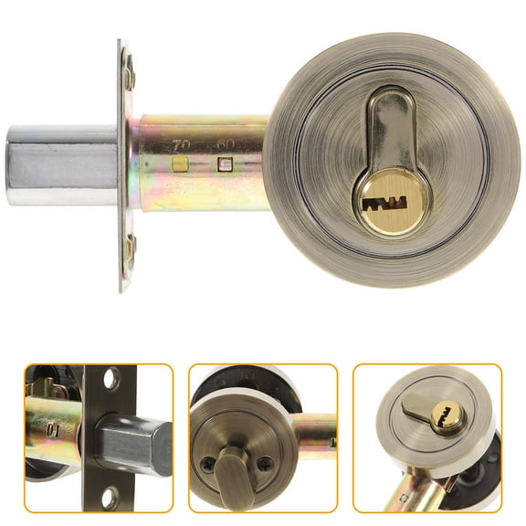 ROSENICE Door Security Lock Single Cylinder Deadbolt Zinc Alloy Golden 1Set 2.95X2.20X2.20In