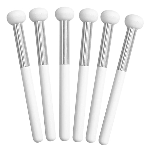 ROSENICE Sponge Makeup Brush 6Pcs White Color Round Head For Everyday Use Travel Friendly Makeup Lovers