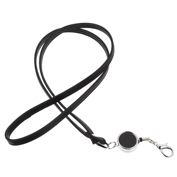 ROSENICE Telescopic Sling Lanyard Travel Lanyard Wallet Phone Straps Telescopic Cards Lanyards Telescopic Pu Black 51x2.1cm