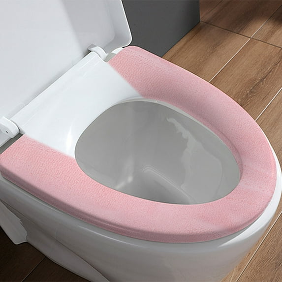 ROSENICE Toilet Seat Cover Pad Warm Thicken Pink Polyacrylic Fiber for All Users 1Pack