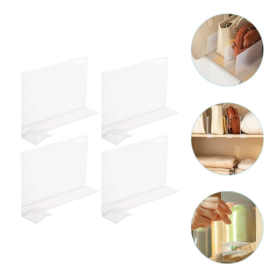 ROSENICE Transparent Shelf Dividers for Kitchen Use Made of PP Material 4 Pcs